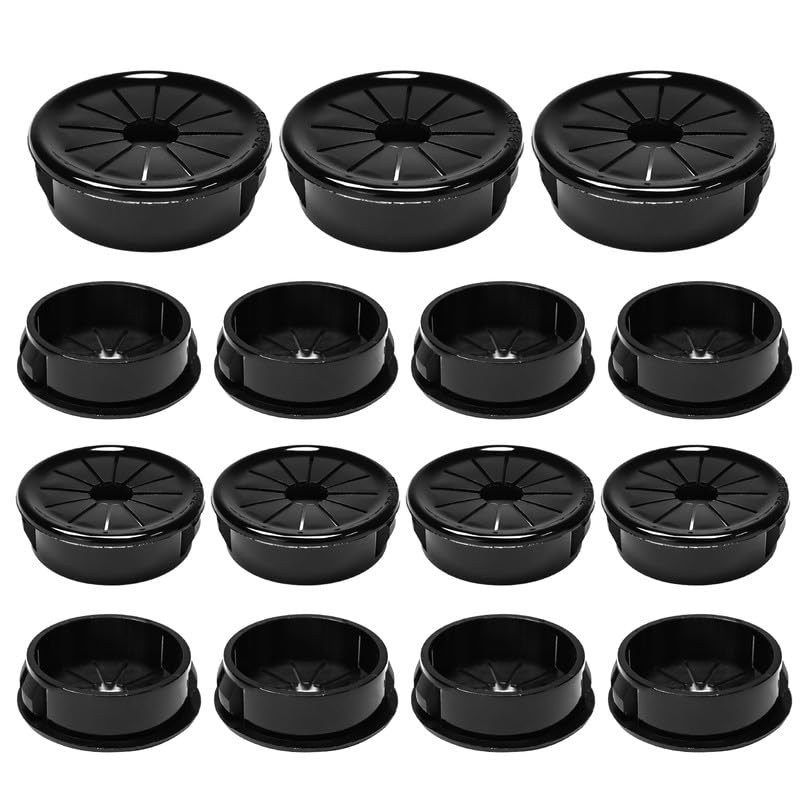 EASYEAH Store 15PCS Cable Grommets, 1-1/4"(32mm) Desk Hole Cover Petal Shaped Buckle Type Nylon Snap Bushing Grommet, Wire Hole Cover Insert for Cables and Cords Management and Protection of Cabinet, Black - Image 1